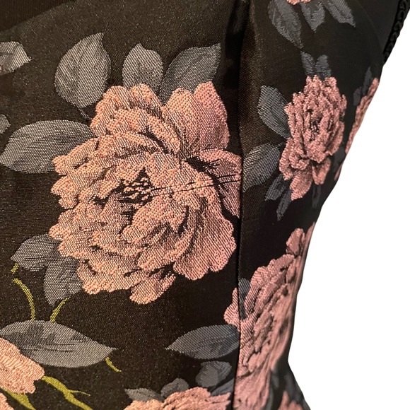 Forever 21 Floral Print Mini Dress‎ Spaghetti Strap Black Pink Sz S - Picture 3 of 11